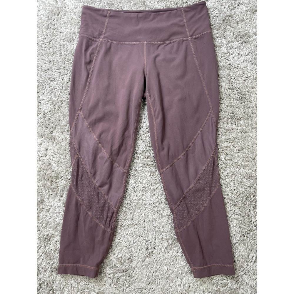 Athleta Leggings Womens Large Petite Purple Mesh High Rise Yoga Activewear Gym - Picture 2 of 11